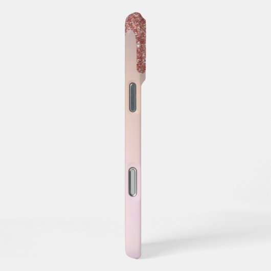 Girly Roos Gouden Glitter, Roze en Monogram Naam iPhone Hoesje (Rechterkant)