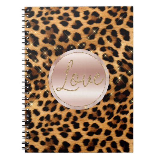  Girly Roos Gouden Luipaard Print Notitieboek (Voorkant)
