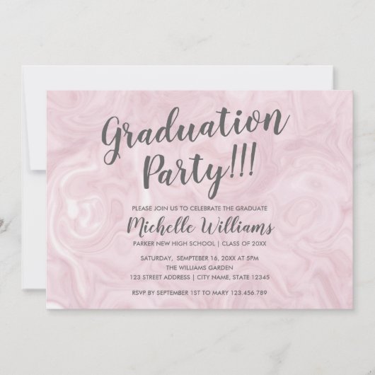 Girly Roos gouden marmer | Vrouwelijk Afstuderen Kaart (Voorkant)