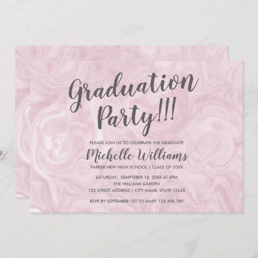 Girly Roos gouden marmer | Vrouwelijk Afstuderen Kaart (Voorkant / Achterkant)