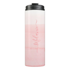 Girly roos ombre, aangepast monogramma thermosbeker