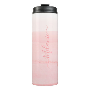Girly roos ombre, aangepast monogramma thermosbeker