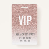 Girly Roos Pink Glitter Vrouw VIP Access Event Badge (Achterkant)
