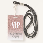 Girly Roos Pink Glitter Vrouw VIP Access Event Badge (Achterkant met draagriem)