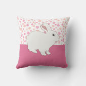 Girly Roos Pink Polka Dots Bunny Keepslag Kussen (Achterkant)