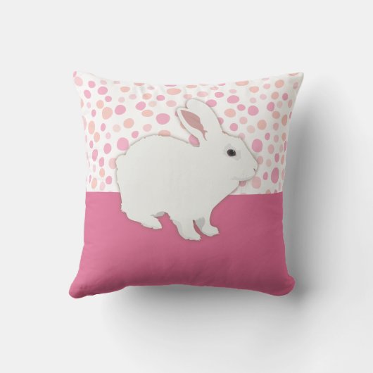 Girly Roos Pink Polka Dots Bunny Keepslag Kussen (Achterkant)