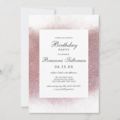Girly Roos Pink White Glitter Dust Border Birthday Kaart (Voorkant)