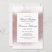 Girly Roos Pink White Glitter Dust Border Sweet 16 Kaart (Voorkant)