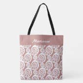 Girly Roos-roze Abstract varenblad naam Canvas tas (Voorkant)