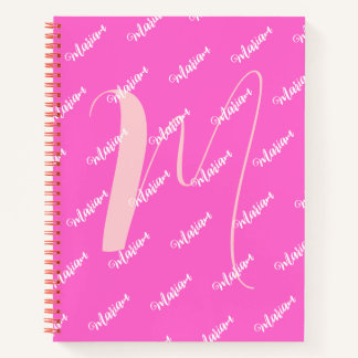 Girly Roos roze kleur - Initiaal naam monogram Notitieboek