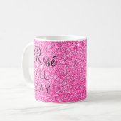 Girly Rosé de hele dag warme roze glitter Sparkle Koffiemok (Voorkant links)
