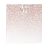 Girly Rose Gold Blush Pink Glitter Monogram Name Notitieblok (Voorkant)