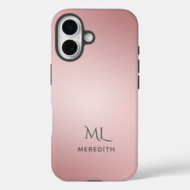 Girly Rose Gold Ombre Personalized Name iPhone 16 Hoesje