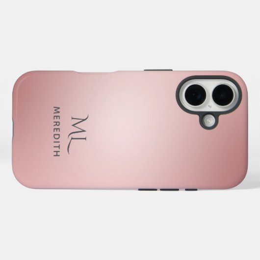 Girly Rose Gold Ombre Personalized Name Case-Mate iPhone Case (Achterkant (horizontaal))