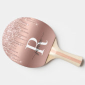 Girly Rose Goud Glitter Drips Monogram Metaal Tafeltennisbatje (Zijkant)