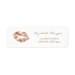 Girly Rose Goud Lippen Adreslabel Etiket