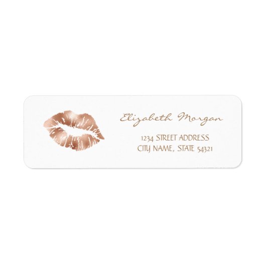 Girly Rose Goud Lippen Adreslabel Etiket (Voorkant)