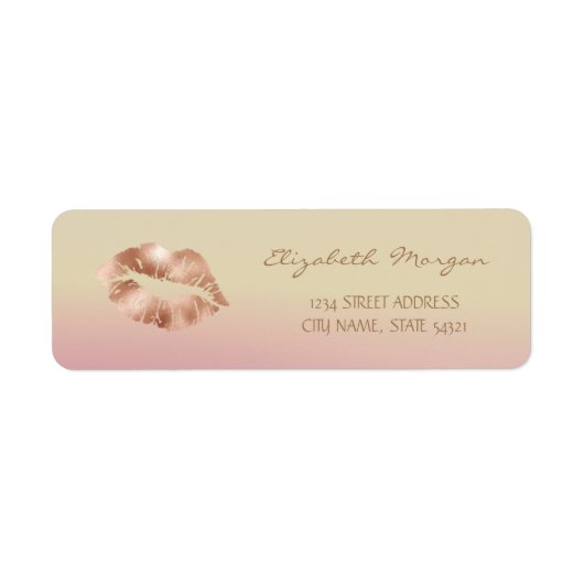 Girly Rose Goud Lippen Ombre Adreslabel Etiket (Voorkant)
