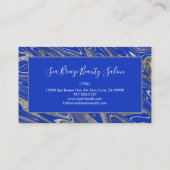 Girly Royal Blue Silver Marble Glitter Monogram Visitekaartje (Achterkant)