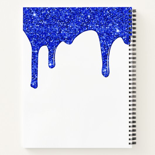 Girly Royal Blue Sparkle Glitter Driemonogram Notitieboek (Achterkant)