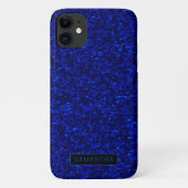 Girly Royal Blue Sparkle Sequins Monogram Case-Mate iPhone Case (Achterkant)