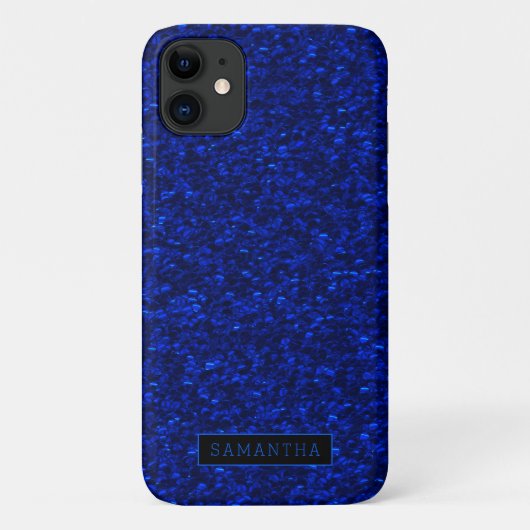 Girly Royal Blue Sparkle Sequins Monogram Case-Mate iPhone Case (Achterkant)