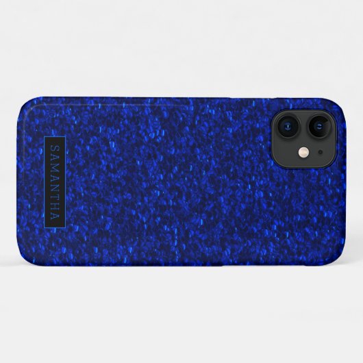 Girly Royal Blue Sparkle Sequins Monogram Case-Mate iPhone Case (Achterkant (horizontaal))