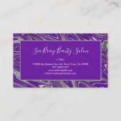Girly Royal Paars Silver Marble Glitter Monogram Visitekaartje (Achterkant)