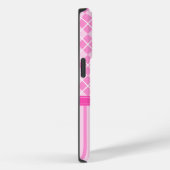 Girly Roze Argyle en Strepen Vlinder Case-Mate iPhone Case (Achterkant / Rechts)
