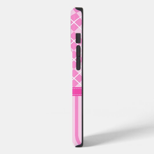 Girly  Roze Argyle en Strepen Vlinder Case-Mate iPhone Case (Achterkant / Links)