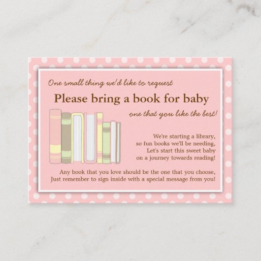 Girly Roze Baby shower Boek Invoegen Verzoek Kaart (Voorkant)