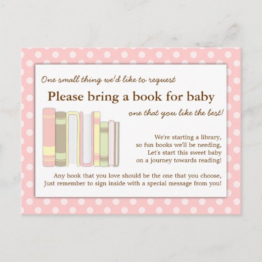 Girly Roze Baby shower Boek Invoegen Verzoek Kaart (Voorkant)