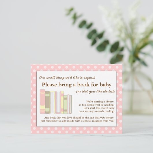 Girly Roze Baby shower Boek Invoegen Verzoek Kaart (Staand voorkant)