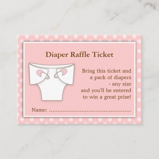 Girly Roze Baby shower Luier Raffle Ticket Insert Informatiekaartje (Voorkant)
