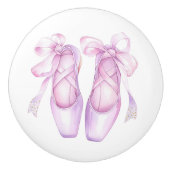 Girly Roze Ballet Schoenen Keramische Knop (Voorkant)