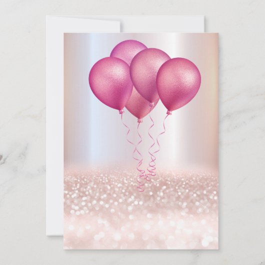 Girly roze ballon cupcake Roos gouden glitterij Kaart (Achterkant)