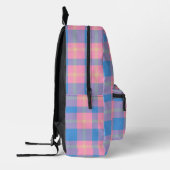 Girly Roze & Blauw Plaid Monogram Initialen Bedrukte Rugzak (Links)