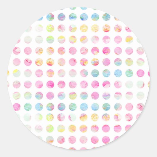 Girly roze blauwgroen blauw waterverf polka dots p ronde sticker (Voorkant)