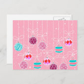 Girly Roze Blauwgroen Glam Kerstversiering en Snee Feestdagenkaart (Voorkant / Achterkant)