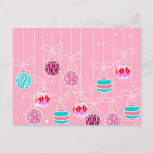 Girly Roze Blauwgroen Glam Kerstversiering en Snee Feestdagenkaart