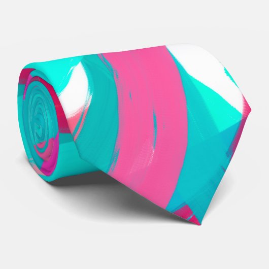 Girly Roze Blauwgroen Groen Swirly Brushstrokes Ar Stropdas (Opgerold)