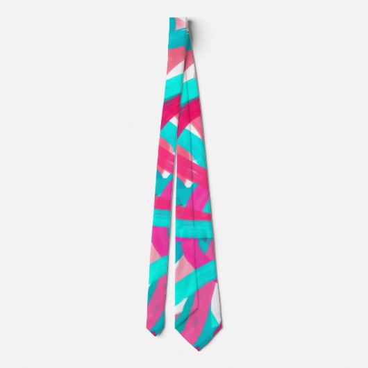 Girly Roze Blauwgroen Groen Swirly Brushstrokes Ar Stropdas (Achterkant)