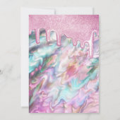 Girly Roze Blauwgroen Pearl Opal Glitter Druppels Kaart (Achterkant)