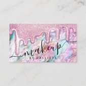 Girly Roze Blauwgroen Pearl Opal Glitter Druppels  Visitekaartje (Voorkant)