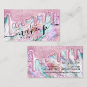 Girly Roze Blauwgroen Pearl Opal Glitter Druppels  Visitekaartje (Voorkant / Achterkant)