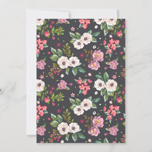 Girly Roze Bloemen Baby Douche Uitnodigingen (Achterkant)