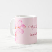 Girly Roze Bloemen Custom Koffiemok (Voorkant links)