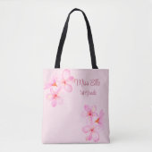 Girly Roze Bloemen Custom Tote Bag (Voorkant)