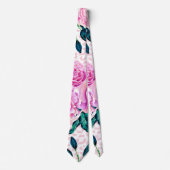 Girly roze bloemen en luipaard dierenprint stropdas (Voorkant)