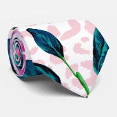 Girly roze bloemen en luipaard dierenprint stropdas (Opgerold)